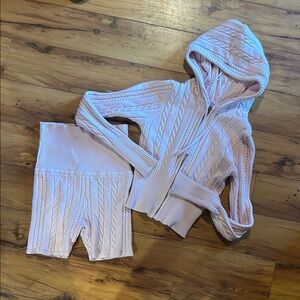 Orange Kiss Soft Pink Sweater and fold over Short Set